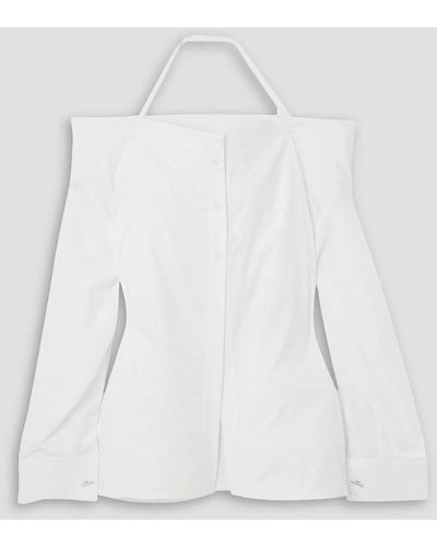 Jacquemus Peplo Off-the-shoulder Stretch-cotton Poplin Shirt - White