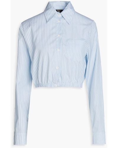 Maje Cirisa Cropped Striped Cotton Shirt - Blue