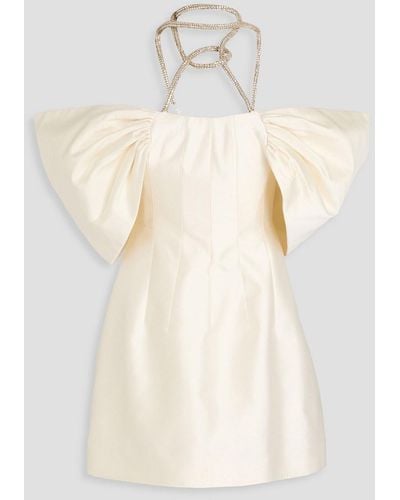 Rachel Gilbert Lexie Off-the-shoulder Embellished Wool And Silk-blend Mini Dress - Natural