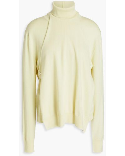 Jil Sander Convertible Layered Wool Turtleneck Sweater - Yellow