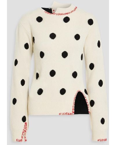 Marni Pullover aus jacquard-strick aus wolle mit polka-dots - Natur