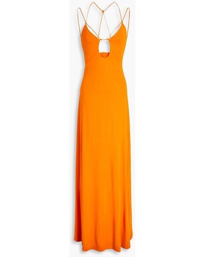 Victoria Beckham Cutout Jersey Maxi Dress - Orange