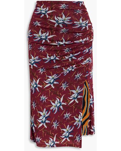 Diane von Furstenberg Dariella Reversible Floral-print Stretch-mesh Midi Skirt - Red