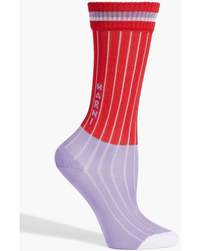 Marni Striped Jacquard-knit Socks - Red