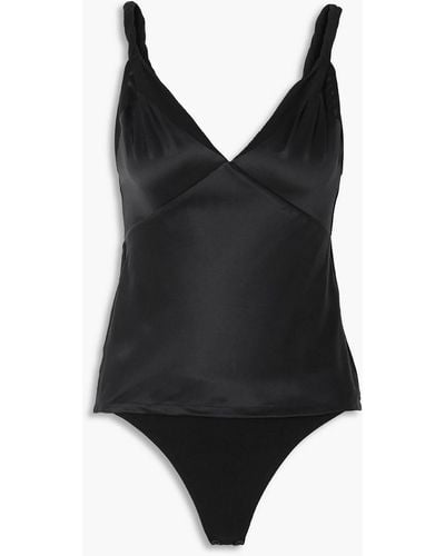 RTA Livia Silk-satin And Stretch-tulle Bodysuit - Black