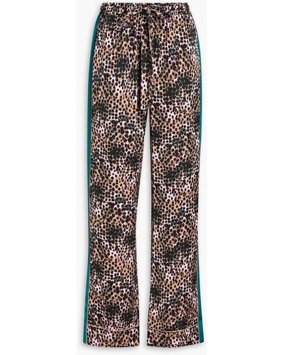 Diane von Furstenberg Maslin Gathered Leopard-print Satin Straight-leg Trousers - Pink