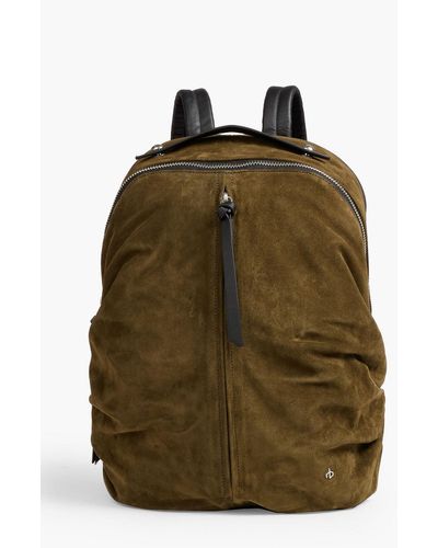 Rag & Bone Commuter Leather-trimmed Suede Backpack - Green