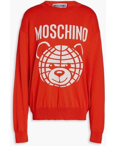 Moschino Intarsia-knit Cotton Sweater - Red