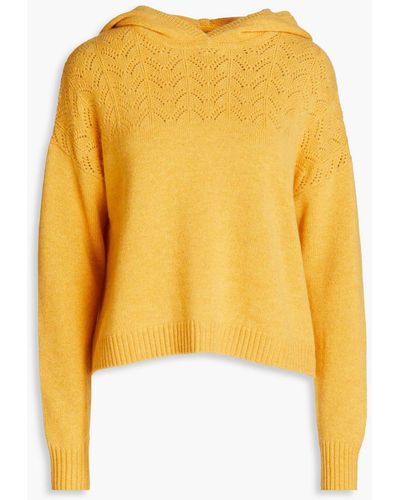 Autumn Cashmere Pointelle Knit-paneled Cashmere Hoodie - Yellow