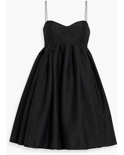 Cecilie Bahnsen Hooda Gathered Seersucker Mini Dress - Black