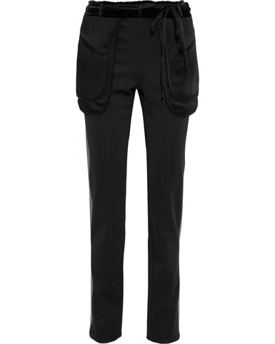 Valentino Garavani Satin-trimmed Ponte Slim-leg Pants - Black