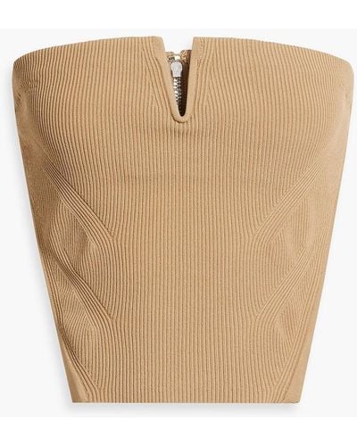 Dion Lee Strapless Ribbed-knit Top - White