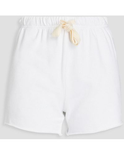 Mother Printed French Cotton-terry Shorts - White