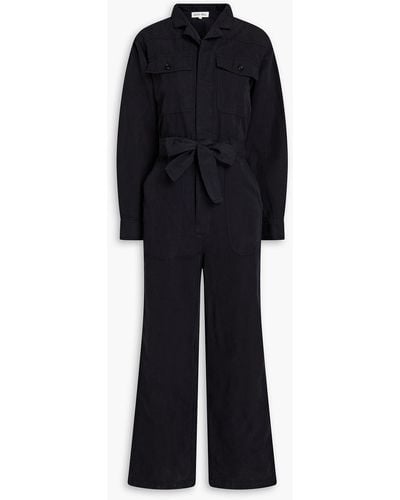 Alex Mill Mel Washed Cotton And Linen-blend Twill Jumpsuit - Black