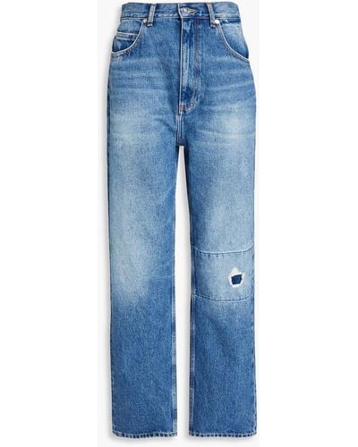 Sandro Larsson hoch sitzende jeans mit geradem bein in distressed-optik - Blau