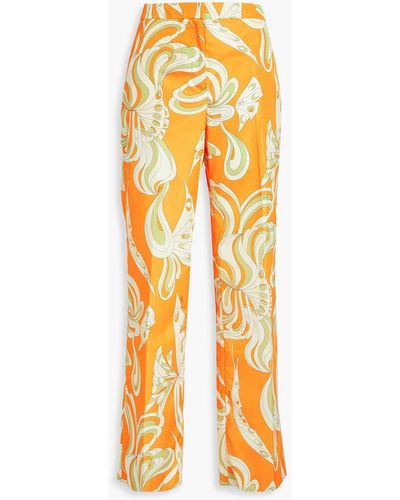 Emilio Pucci Printed Shell Straight-leg Trousers - Orange