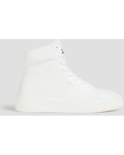 Ganni Faux Leather High-top Sneakers - White
