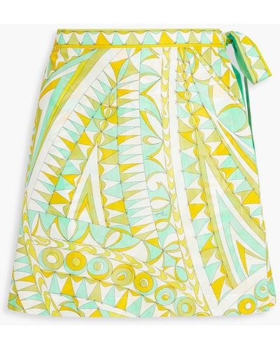 Emilio Pucci Printed Cotton-blend Mousseline Wrap Skirt - Yellow