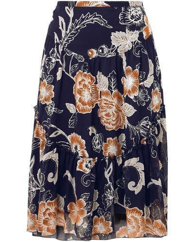 See By Chloé Floral-print Silk And Cotton-blend Crepon Skirt - Blue