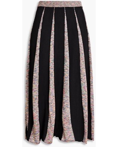 Boutique Moschino Space-dyed Ribbed-knit Midi Skirt - Black