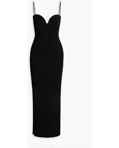 Galvan London Thalia Embellished Ribbed-knit Maxi Dress - Black