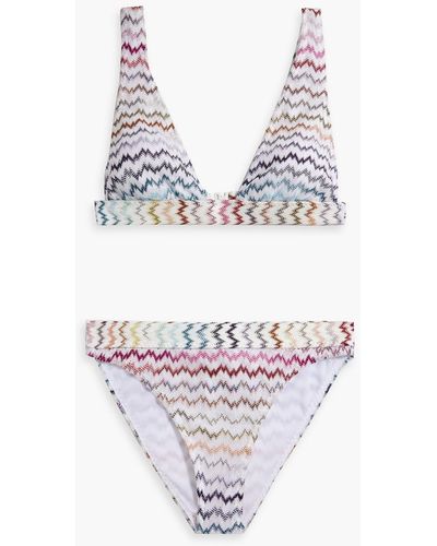 Missoni Mare Metallic Crochet-knit Triangle Bikini - White
