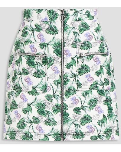 Maje Jizer Floral-print Woven Mini Skirt - Green