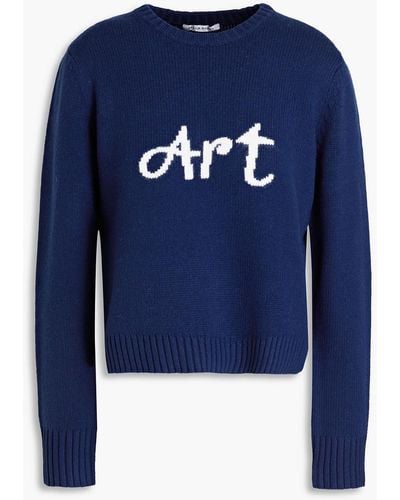 Bella Freud Intarsia Merino Wool-blend Sweater - Blue