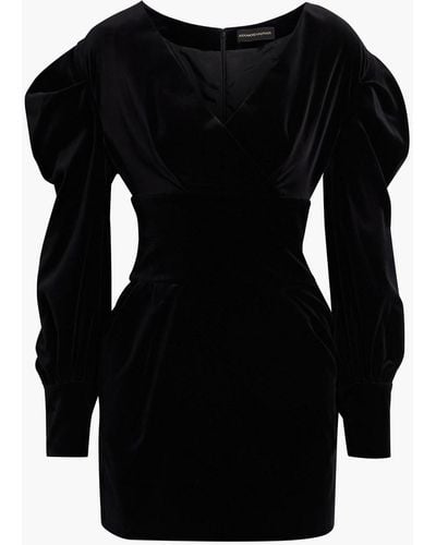 Alexandre Vauthier Button-embellished Cotton-velvet Mini Dress - Black