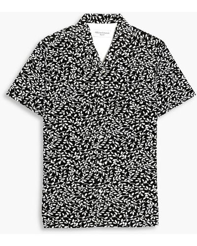 Officine Generale Dario Floral-print Cotton-seersucker Shirt - Black