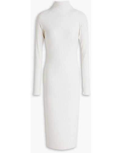 Enza Costa Twisted Cutout Ribbed Jersey Midi Dress - White