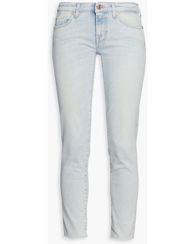 7 For All Mankind Pyper Cropped Faded Mid-rise Slim-leg Jeans - Blue
