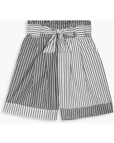 Solid & Striped Talia Belted Striped Cotton-blend Shorts - Black