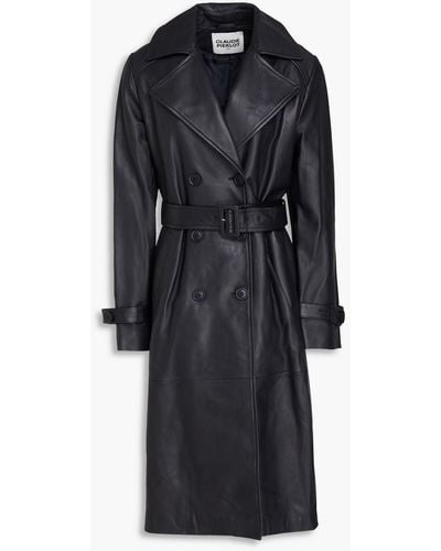 Claudie Pierlot Belted Leather Trench Coat - Black