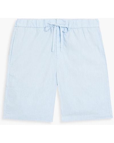 Frescobol Carioca Herringbone Linen And Cotton-blend Drawstring Shorts - Blue