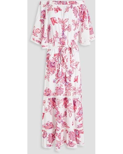 Melissa Odabash Flora Off-the-shoulder Floral-print Voile Maxi Dress - Pink