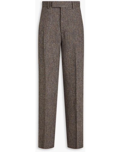 Thom Browne Herringbone Wool-tweed Trousers - Grey