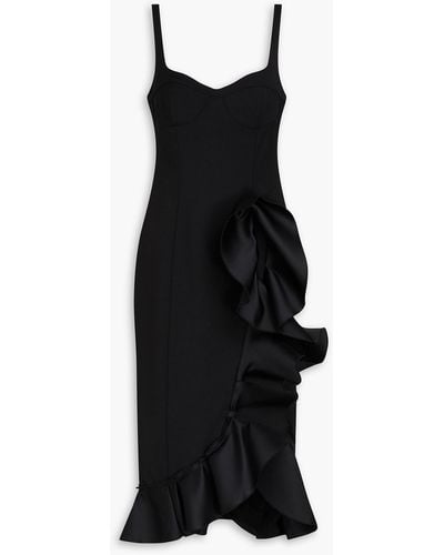 Carolina Herrera Ruffled Wool-blend Crepe Dress - Black
