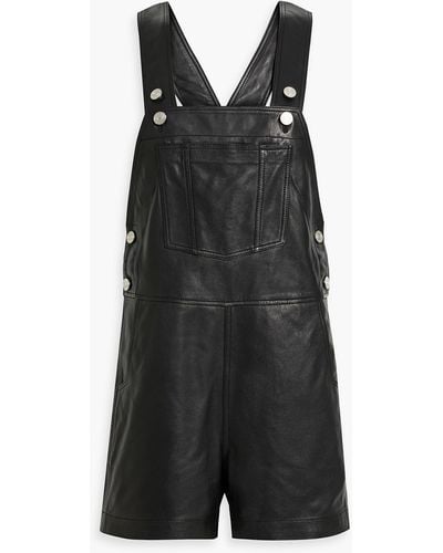 FRAME Leather Overalls - Black