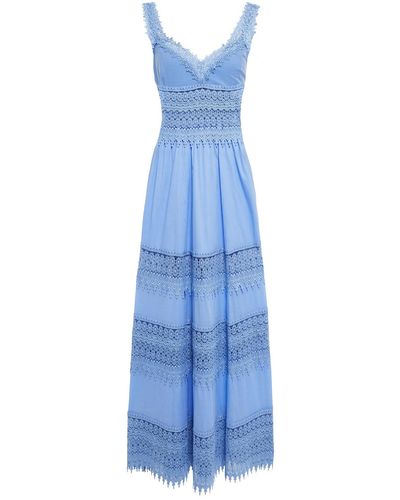 Charo Ruiz Sophia Crocheted Lace And Cotton-blend Voile Maxi Dress - Blue