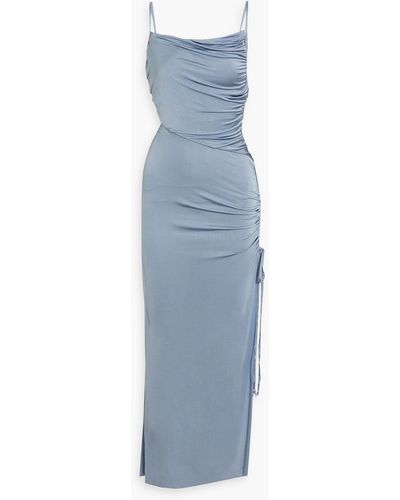 Bec & Bridge Ariel Cutout Ruched Satin-jersey Midi Dress - Blue