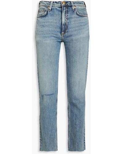 Rag & Bone Wren Distressed High-rise Slim-leg Jeans - Blue