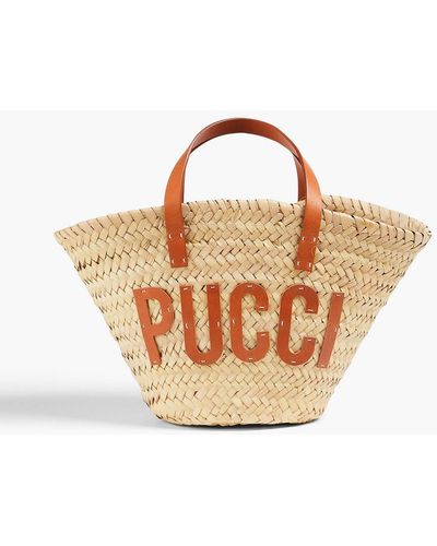 Emilio Pucci Leather-trimmed Straw Tote - Pink