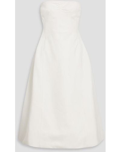 Khaite Blume Strapless Twill Midi Dress - White
