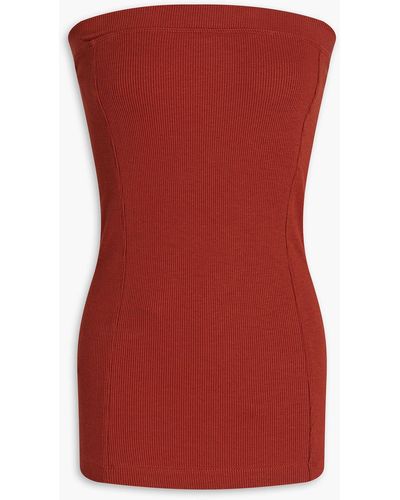 BITE STUDIOS Strapless Ribbed Jersey Top - Red