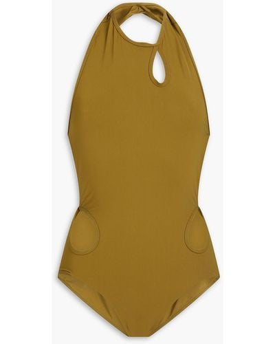 Christopher Esber Cutout Halterneck Swimsuit - Green