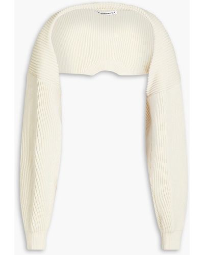 T By Alexander Wang Cropped Ribbed Cotton-jersey Shrug - White