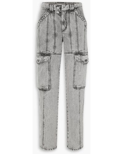 Isabel Marant Vayoneo Acid-wash High-rise Tapered Jeans - Gray