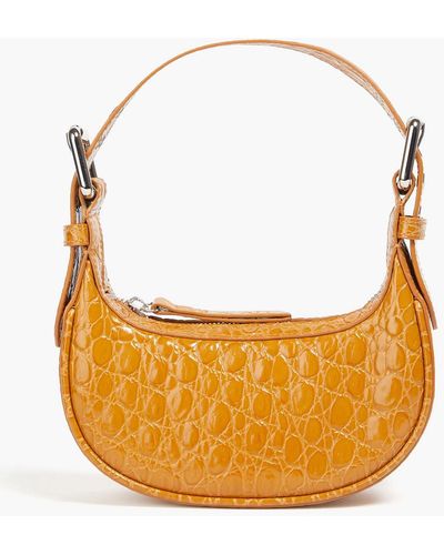 BY FAR Soho Mini Croc-effect Leather Shoulder Bag - Orange