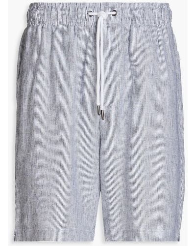Onia Striped Linen-blend Drawstring Shorts - Blue